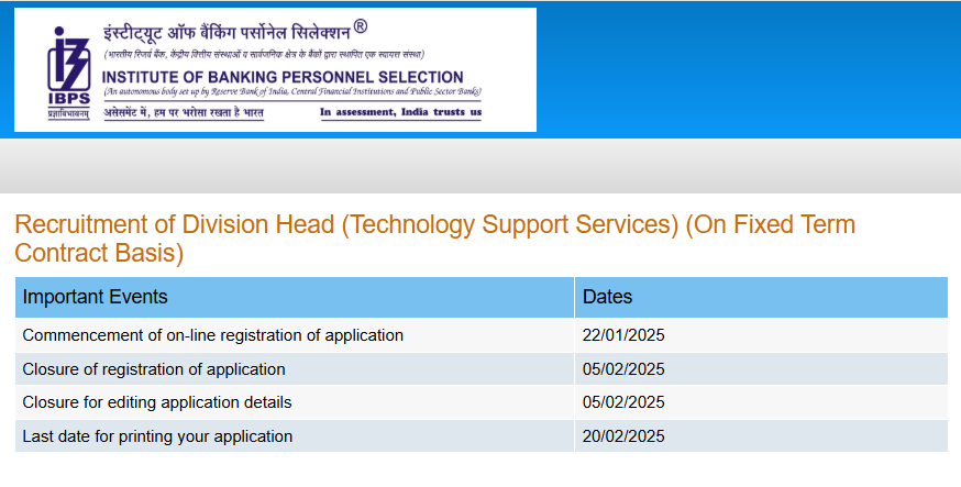 IBPS Recruitment Division head technology support services 2025.png